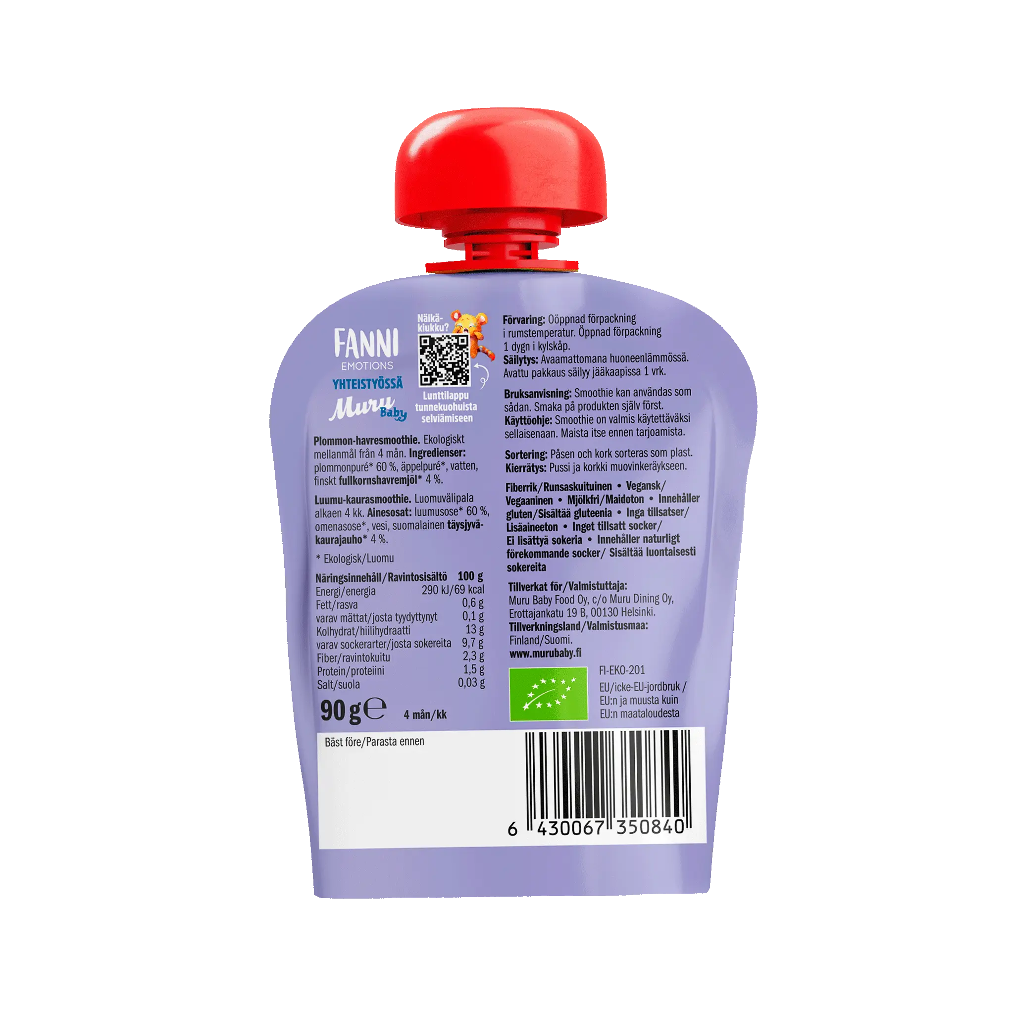 Miu luumu-kaurasmoothie | (14 x 90g) - Muru Baby Verkkokauppa