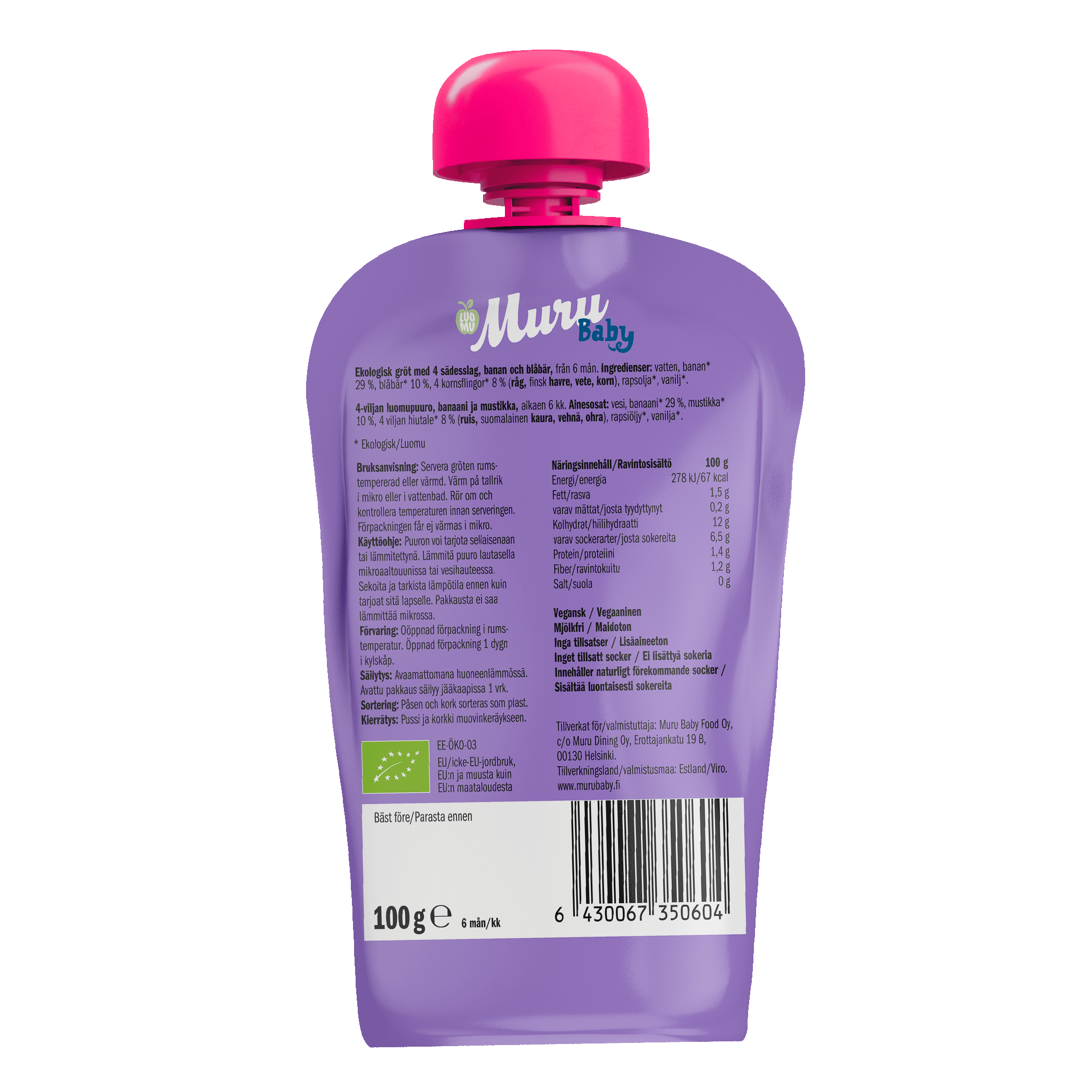 Mustikkamuffini puuro | (6 x 100g)