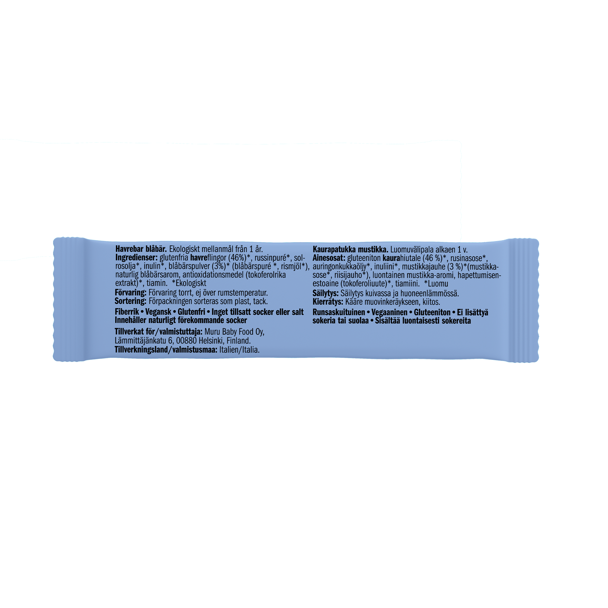 Kaurapatukka mustikka | 16-pakkaus