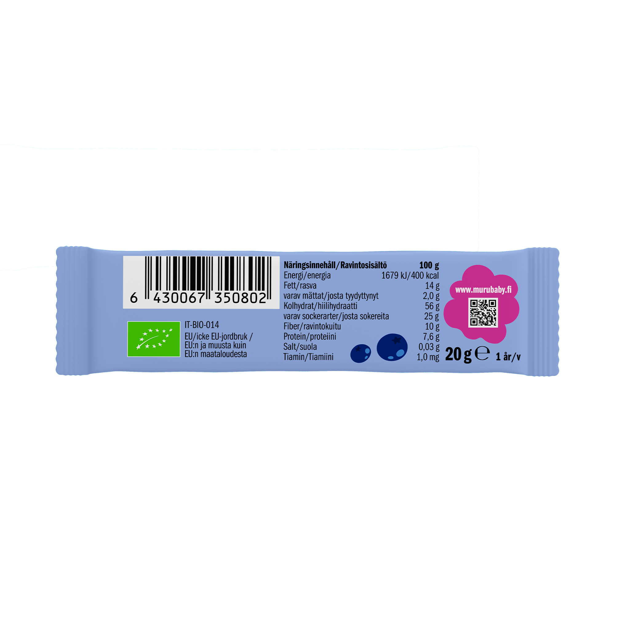 Kaurapatukka mustikka | 16-pakkaus