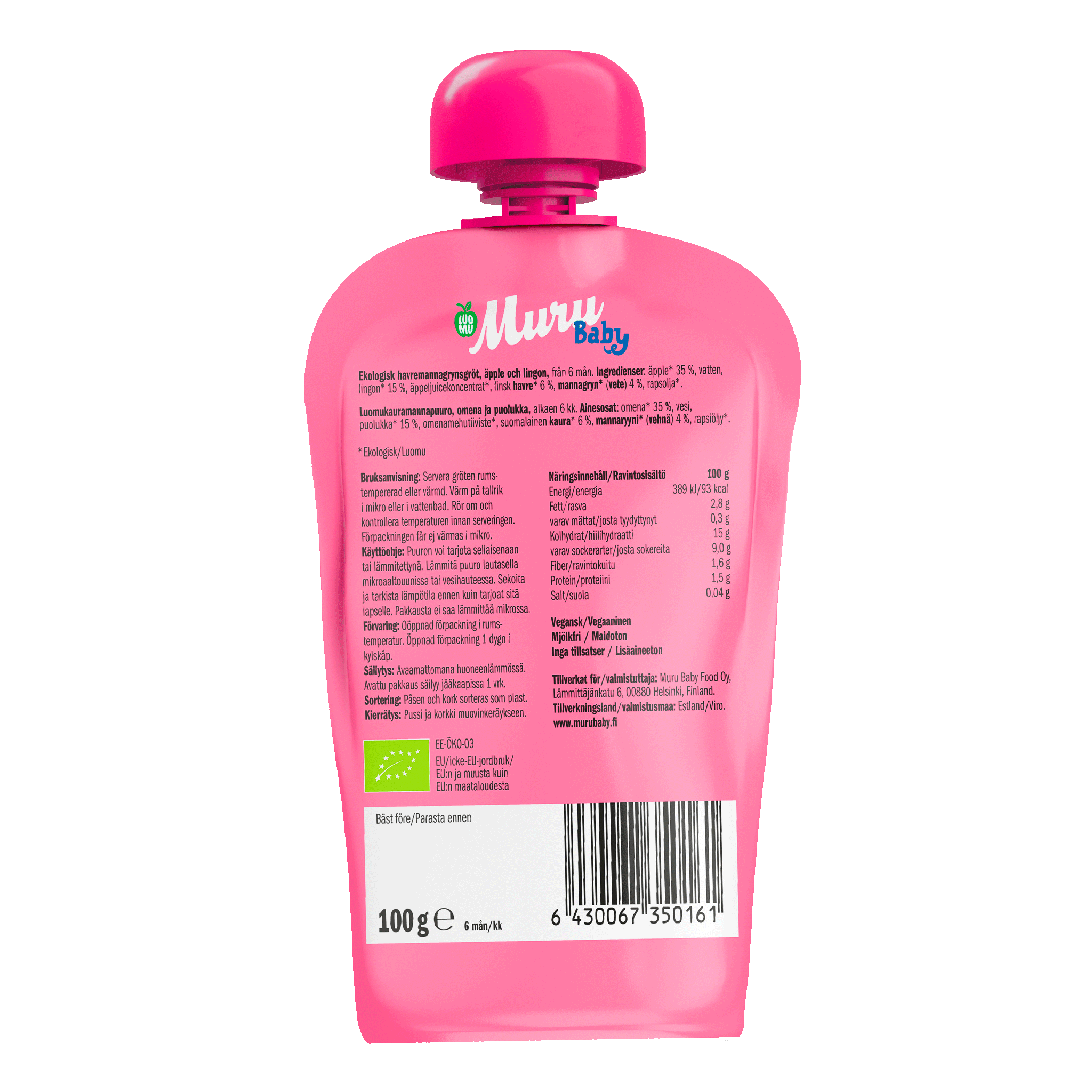 Omena-puolukka kauramannapuuro | (6 x 100g)