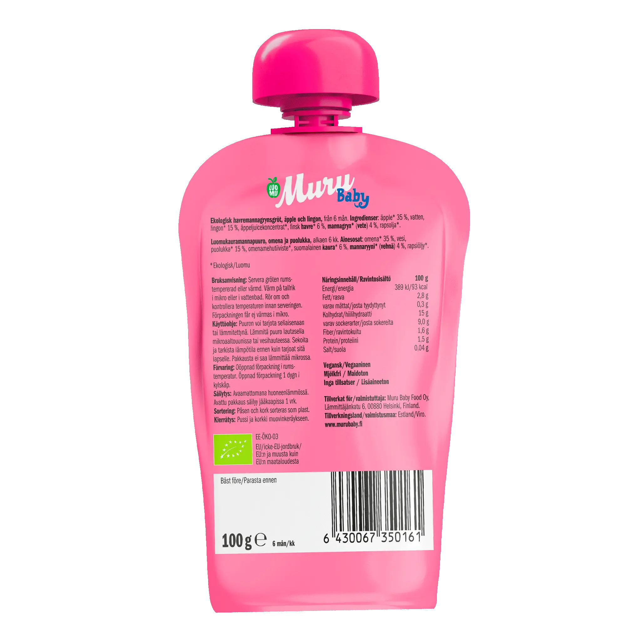 Omena-puolukka kauramannapuuro | (6 x 100g) muru-baby