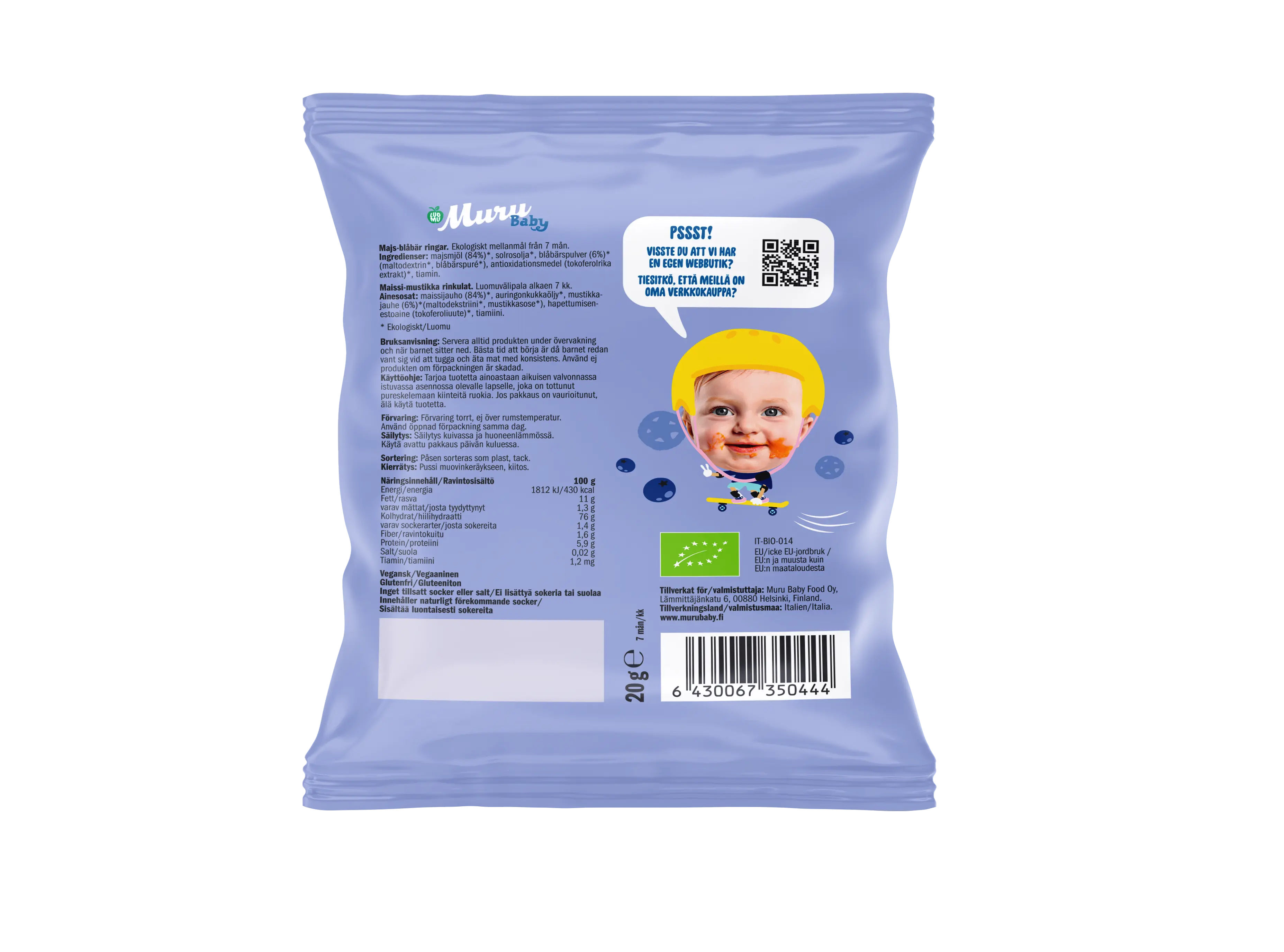 Maissi-mustikka rinkulat | 8-pakkaus - Muru Baby Verkkokauppa