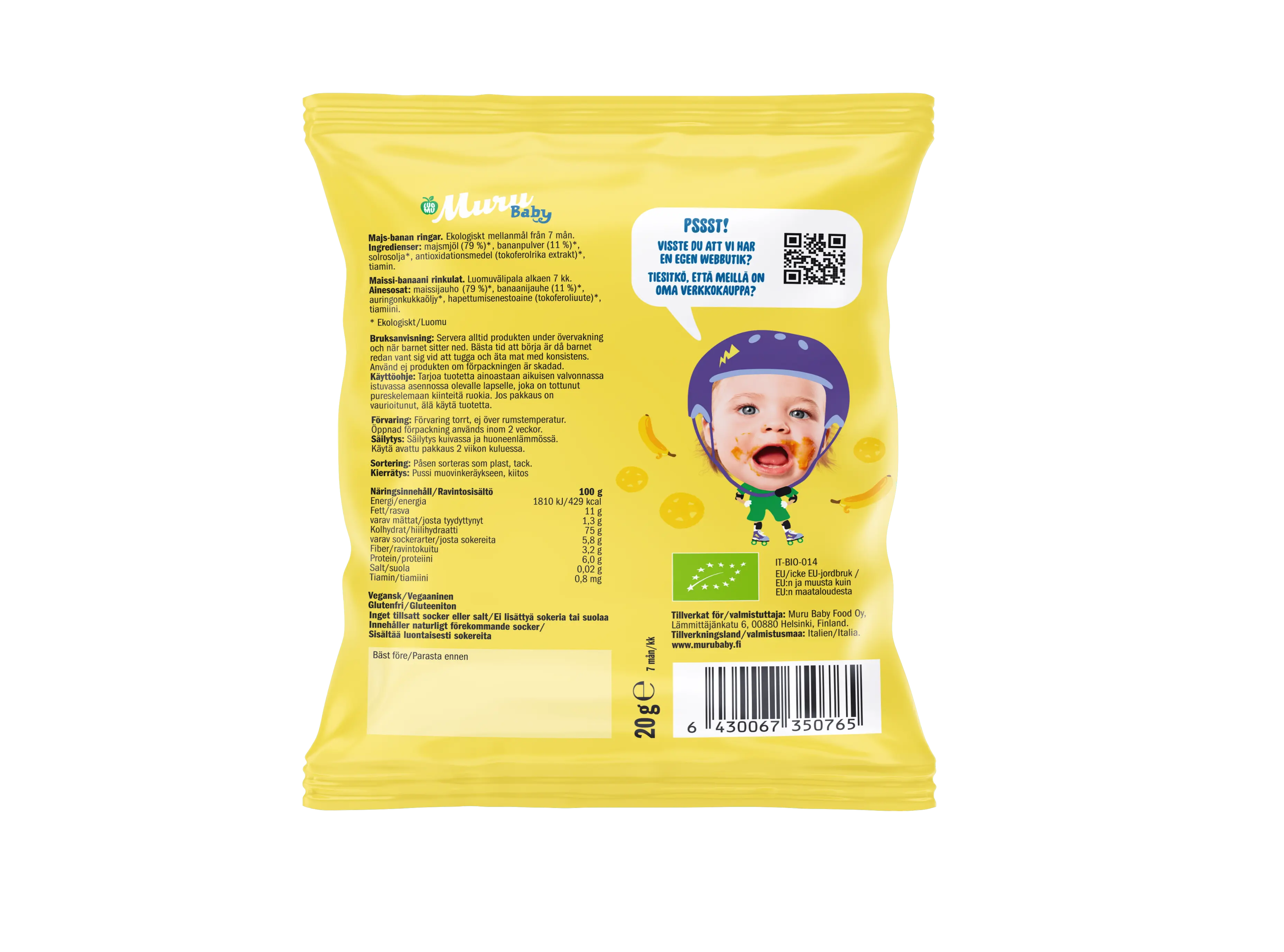 Maissi-banaani rinkulat | 8-pakkaus - Muru Baby Verkkokauppa