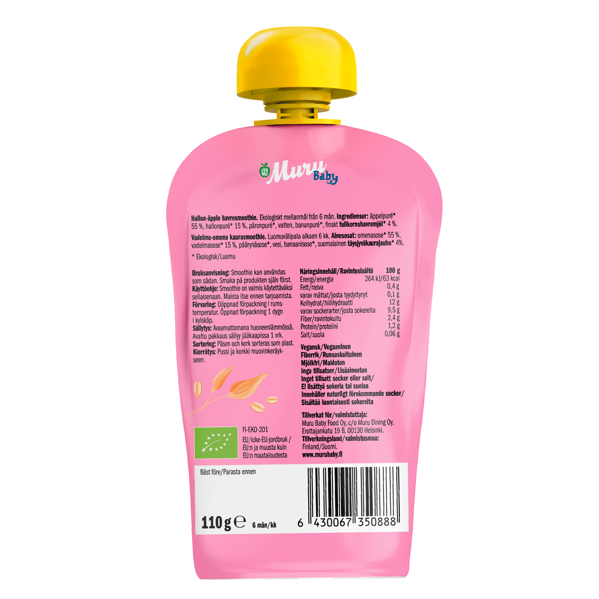 Vadelma-omena kaurasmoothie | (16 x 110g)